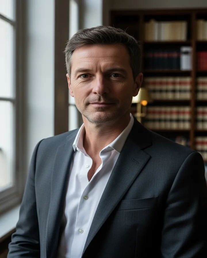 Maître Sébastien Aubert, avocat spécialiste en droit immobilier au Barreau de Lyon, portrait éditorial dans son cabinet rue Mercière.